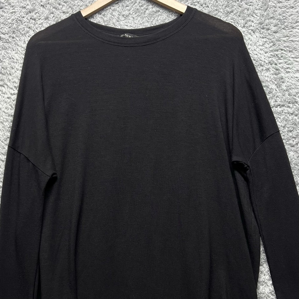 Athleta Cloudlight Top Womens XXS Black Asymetrical Long Sleeve Relaxed Drapey - Picture 3 of 8